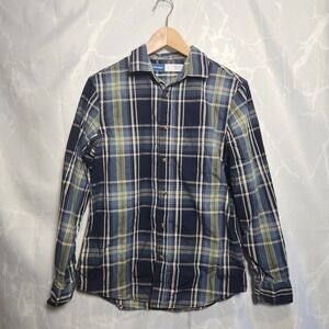Old Navy Long Sleeve Button Up‎ Everyday Shirt Men's S Blue Plaid Regular Fit